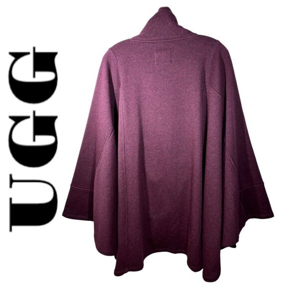 UGG Charlynne Burgundy Red Fleece Lined Mock‎ Neck Cape Poncho, Large - Picture 3 of 15